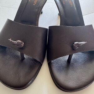 Donald J Pliner Brown Leather Slide Sandal Heels size 8.5